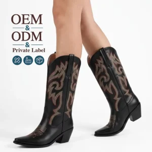 Custom logo Pull on Black Cowboy Cowgirl Western Boots Women for Western Boutique