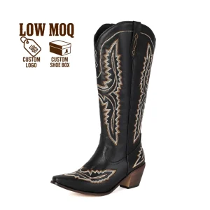 Custom logo Retro Vintage Embroidered Western Cowboy Cowgirl Boots for Women US UK