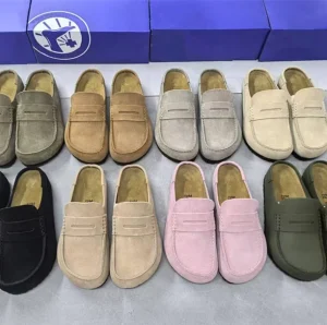 Customizable Alternative for Unisex Genuine Cowhide Leather Slippers Rubber/Eva Outsole Lightweight Massage Arch
