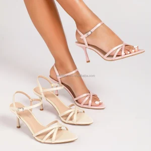 Customizable Elegant Fashion Satin Stilettos High Heels Sandals for Women Summer