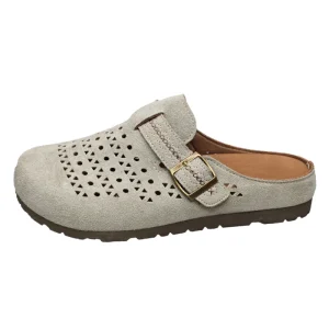 Customizable Suede Hollow Out Thickened Insole Flat Barefoot Mule Shoes Breathable Adjustable Buckle Slip On Mules for Women