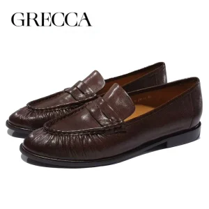 Customizable Waterproof Slip On Women’s Casual Leather Loafers Bow Detail Genuine Leather Insole Comfortable Soft Rubber