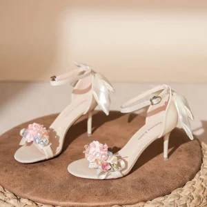 Customizable Wedding Sandals with Satin Bow Embellishments and Stiletto Heel