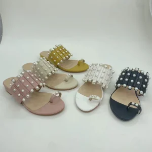 Customizable Women’s Ballet Flats Sandals Solid Pattern Fashion Trend Slides Studs Summer Slip On Closure