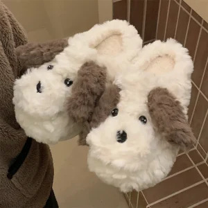Customize Cute Long Ear Dog Warm Slippers for Women’s Winter Indoor Home Anti Slip Soft Bottom Slippers