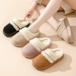 Customize Simple Brief Style Warm Slippers for Women’s Winter Indoor Home Anti Slip Soft Bottom Slippers