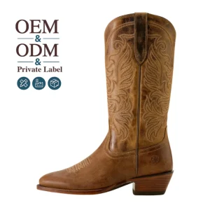 Customized Classic Distressed Leather Cowgirl Boots for Authentic Western Look Microfiber Leather