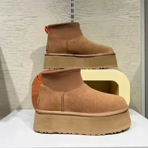 Customized Classic Women’s Winter Snow Boots with Natural Cowhide and Sheep Fur Lining Thick-soled Women’s Short Snow Boots