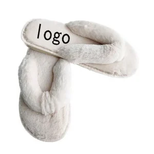 Customized Comfortable Winter Warm Indoor Slippers for Women Soft Plush Flip Flops with Anti-Slip and Fleece Lining