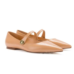 Customized Design Pointed Toe Mary Janes Style Leather Upper Flat Women’s Shoes