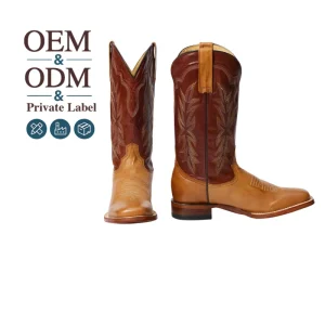 Customized Hickory Brown Western Boots for Festival Women Rugged Outdoor Walking Durable Footwear