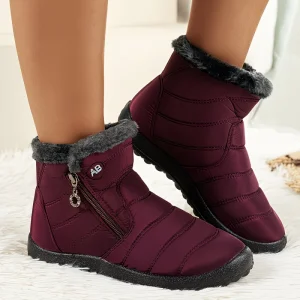 Customized Ladies Women’s Zipper Winter Warm Thickened Size Large Anti Cold Boots Outdoor Warm Flat Shoes