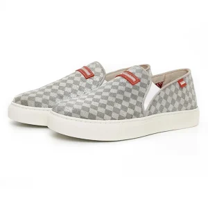 Customized Logo Men’s & Women’s Checkered Canvas Slip On Flat Loafers Summer Winter Walking Thick Sole Fashion Shoes