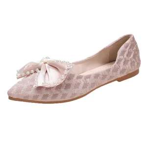 Customized Pearl Bow Women’s Sandals Fashionable Exquisite Flat Shoes