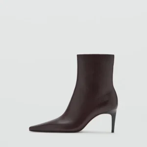 Customized Women’s Brown Leather Pointed Toe Ankle Boots Stiletto Heel Minimalist Dress Boots