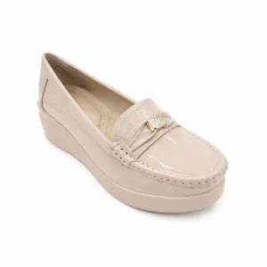 Customized Women’s Elegant Slip-On Patent Leather Loafers Wedge Outsole Waterproof Cushioned Casual Shoes Anti-Slippery Closed