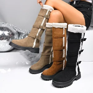 Customized Women’s Plus Size Winter Snow Boots Thickened High-Calf Warm with Exterior Cold Weather Winter Footwear