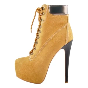 Customized Women’s Suede Platform Ankle Boots Lace up Stiletto High Heel Party Shoes
