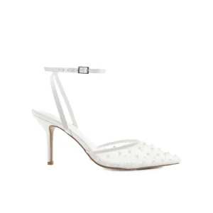 Customized Women’s Wedding Shoes Pointed Toe with Mesh Beads Thin Heels Bridal Shoes Leather Lining Summer Autumn Weddings