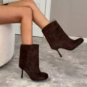 Customized for Foreign Trade Women’s Winter Shoes Round Toe Thin Heel Slip-on Style PU Upper Waterproof Anti-slip