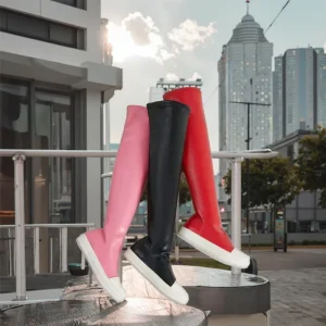 Cute Girl Fashion Knee High and Over the Knee Women’s Platform PU Autumn Winter Boots Shoes