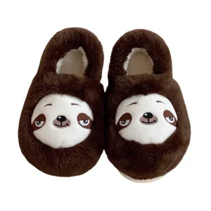 Cute Sloth Warm and Comfortable Fluffy Slippers Indoor Outdoor Plush Slippers for Women Men and Couple