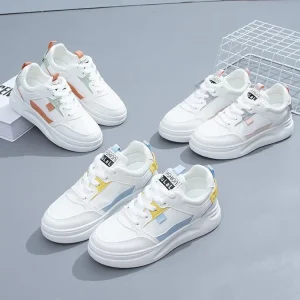Cute White Sneakers for Women Breathable Thick Sole Running Shoes Autumn Casual Style