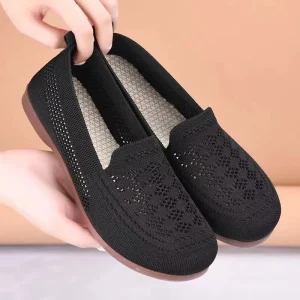 DN2026 new cloth shoes women’s knitted elastic thick soled breathable non slip one pedal versatile loafers casual shoes