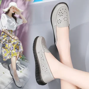 DZ NPF Women’s Leather Flat Ballet Shoe Girl School Shoe Women’s Casual Shoe Business Formal Ladies Shoe Luxury Dress Shoe