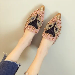 DZ NPF Women’s Open Shoe Luxury Party Flats Half Shoe Women Sandal Shoe Luxury Designer Shoe Women Casual Shoe