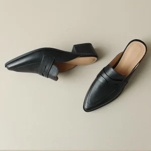 DZ Y0 Women Slingback Flats Comfortable Breathable Pointed Toe Backless Loafers Business Casual Shoes