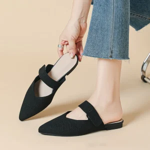 DZ Y0 Women’s Casual Luxury Designer Mule Flat Sandal