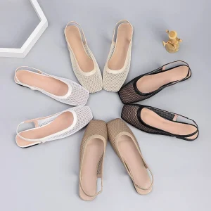 Daily Summer Women’s Breathable Shoes Buckle Strap Mesh Flats Sling Back Shoes