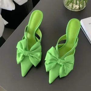Dames Schoenen Sexy Mules Ladies Slippers Bow Fashion Low Mules Heels