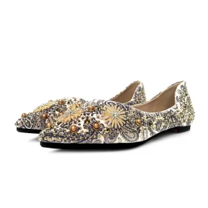 Design New Wedding Women’s Flat Shoes Loafer Slip On Office Parliament Rivet Dinner Party Grace Occupation Banquet for Ladies