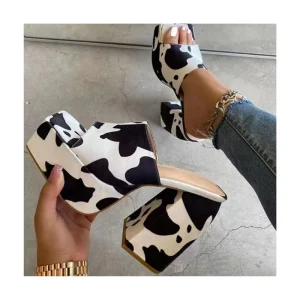 Designer 12cm Chunky High Heels Sandals Platform Mule Slippers Dance High Street Thick Heel Open Toe Platform Heels