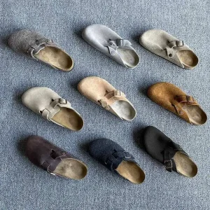 Designer High Quality Genuine Suede Custom Unisex Mule Shoes Clogs Mules Women Cork Clogs Luxury Leather Slippers