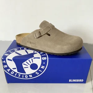 Designer Style Genuine Suede Leather Lightweight Anti Slippery Clogs Custom LOGO EVERGREEN Cork Sole Mules