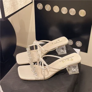 Designer Women’s Luxury High Heels Sandals Ladies Evening Party Hollow-Out Open Toe Shoes Closure Anti-Slip Feature
