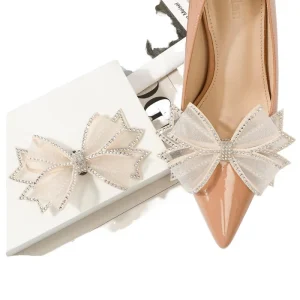 Detachable Bow Shoe Clips Rhinestone Wedding Shoe Decorations for Women’s Pumps and Heels
