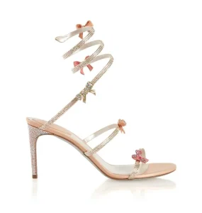 Diamond Ankle Strap Dress Shoes Butterfly Bow Diamond High Heel Women’s Sandals