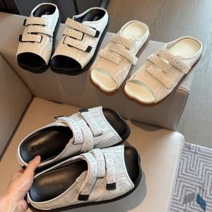 Double Velcro Sandals with Retro Embossed Thick Sole for Casual Wear Children’s Shoes Women’s Slippers