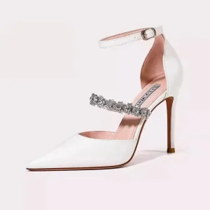 Dress Luxury Ladies Pointed Toe Women High Heel Shoes Wedding Bridal Designer Rhinestone Stiletto Heels Sandal