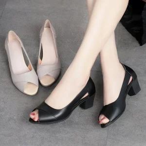 Dress Shoes Fish Mouth Open Toe Office Shoes Walking Pumps Heels for Women Comfortable and Soft