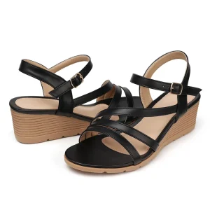 Dressy Women’s Wedge Sandals Platform Summer Adjustable Ankle Strap Buckle Low Heels Sandals