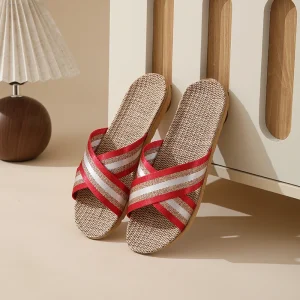 Eco Friendly Flax Women’s Summer Mules Anti Slip Platform Indoors Outdoors Fashion Trendy Customizable