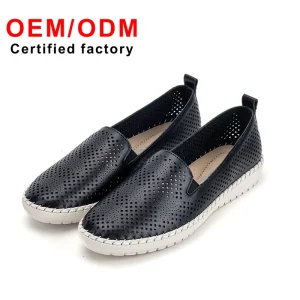 Eco-Friendly Women’s Flat Shoes No Glue Slip-On Perforated Design Sustainable Craftsmanship Comfortable Breathable Work Shoes