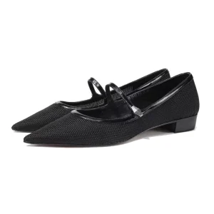 Elegant Black Women’s Genuine Leather Low Heels Dress Shoes Comfortable Pointed Toe Casual Office Work Shoes Summer Autumn