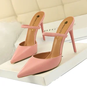 Elegant High Heels for Women Stylish Sexy Slip-On Lace Closure Sandals Thin Heels