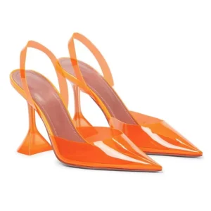 Elegant Point Toe Transparent Jelly Cool Heel Shoes Summer Sexy Bun Head Fashion Women’s High Heels